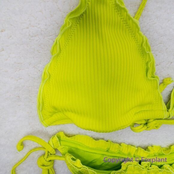 New! Set! It's Now Cool the frill tri eco neon lime rib bikini, size XL - Picture 8 of 11